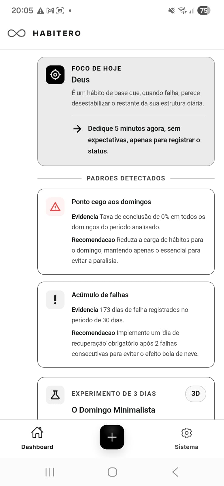 Habitero pattern detection screen